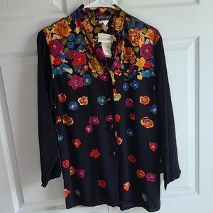 NWT Carole Little Petites Blouse, Floral Opulence, Vintage, Size 4